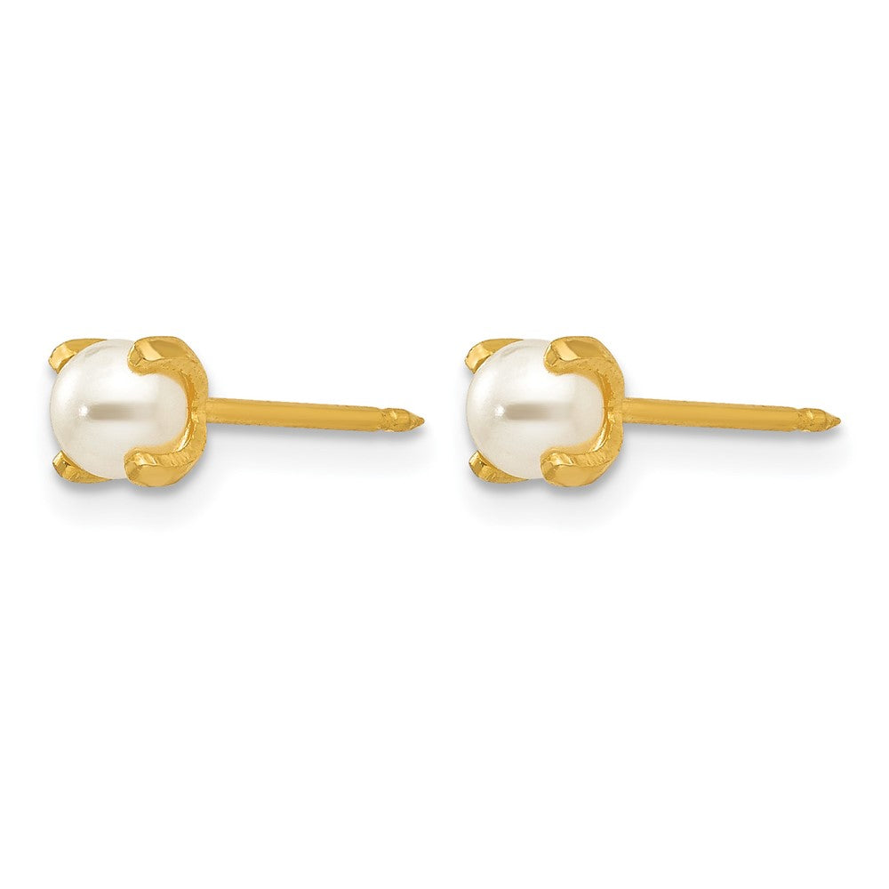 Inverness 18k 4mm Prong Simulated Pearl Earrings