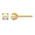 Inverness 18k 4mm Prong Simulated Pearl Earrings