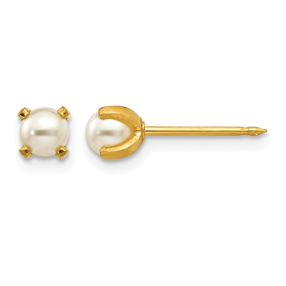 Inverness 18k 4mm Prong Simulated Pearl Earrings