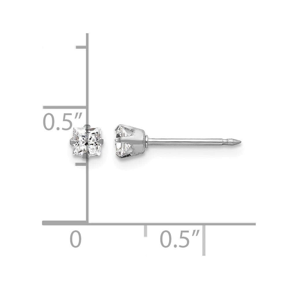 Inverness 18k White 3mm Square CZ Earrings