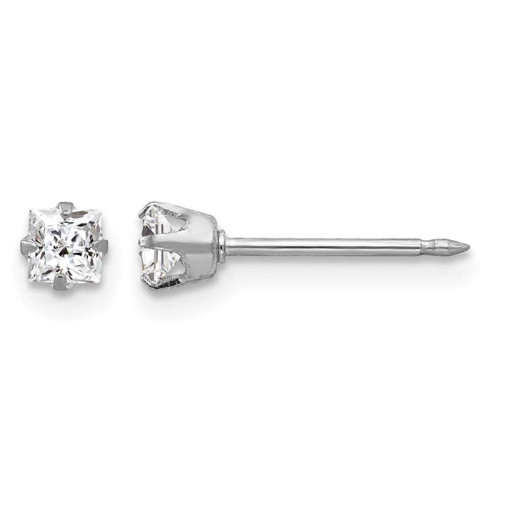 Inverness 18k White 3mm Square CZ Earrings