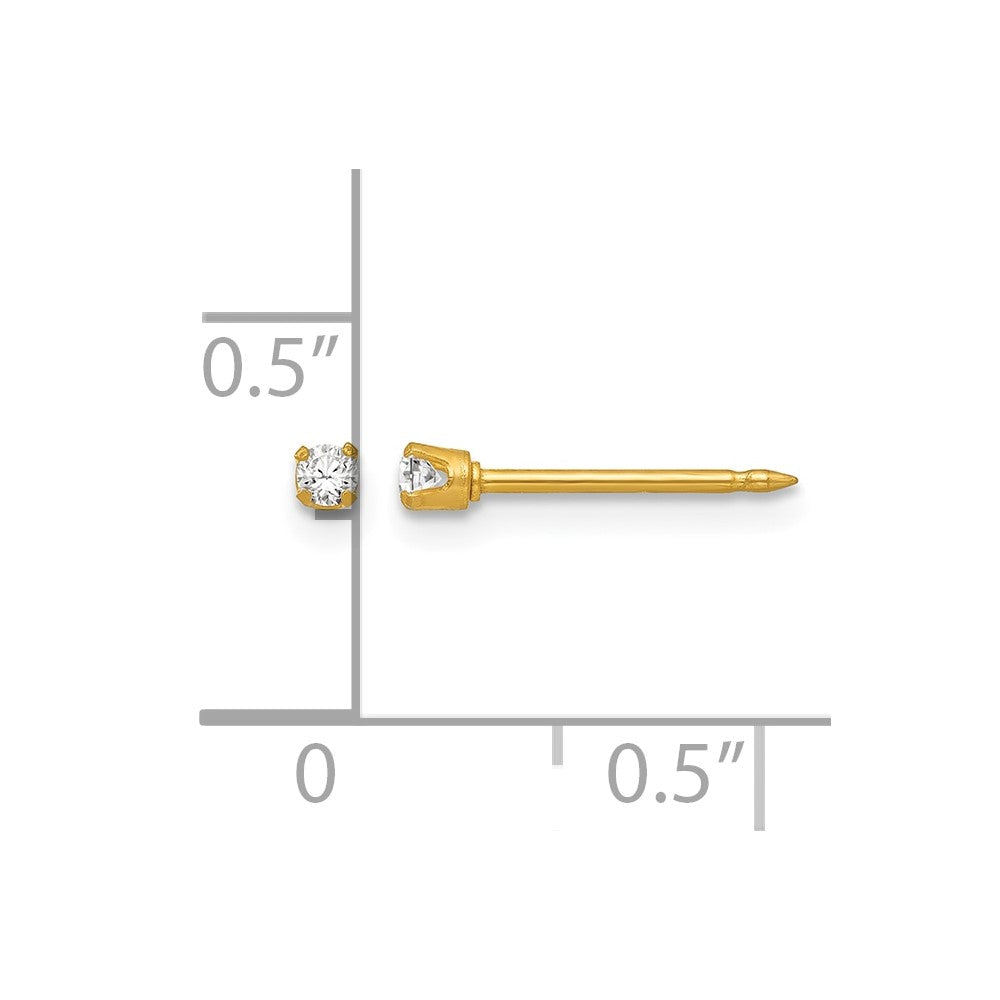 Inverness 18k 2mm CZ Post Earrings