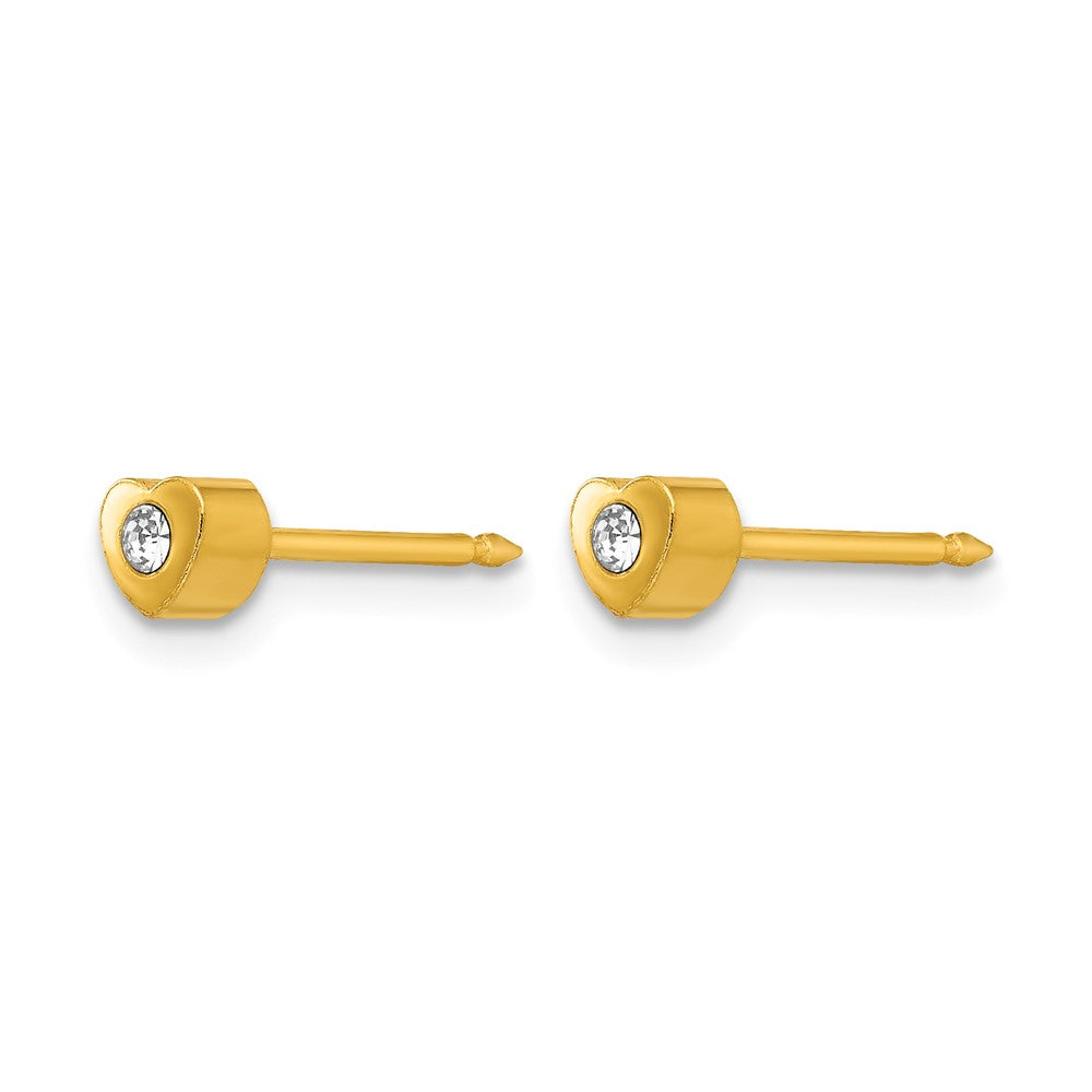 Inverness Stainless Steel 24K Gold-plated Heart with Crystal Earrings