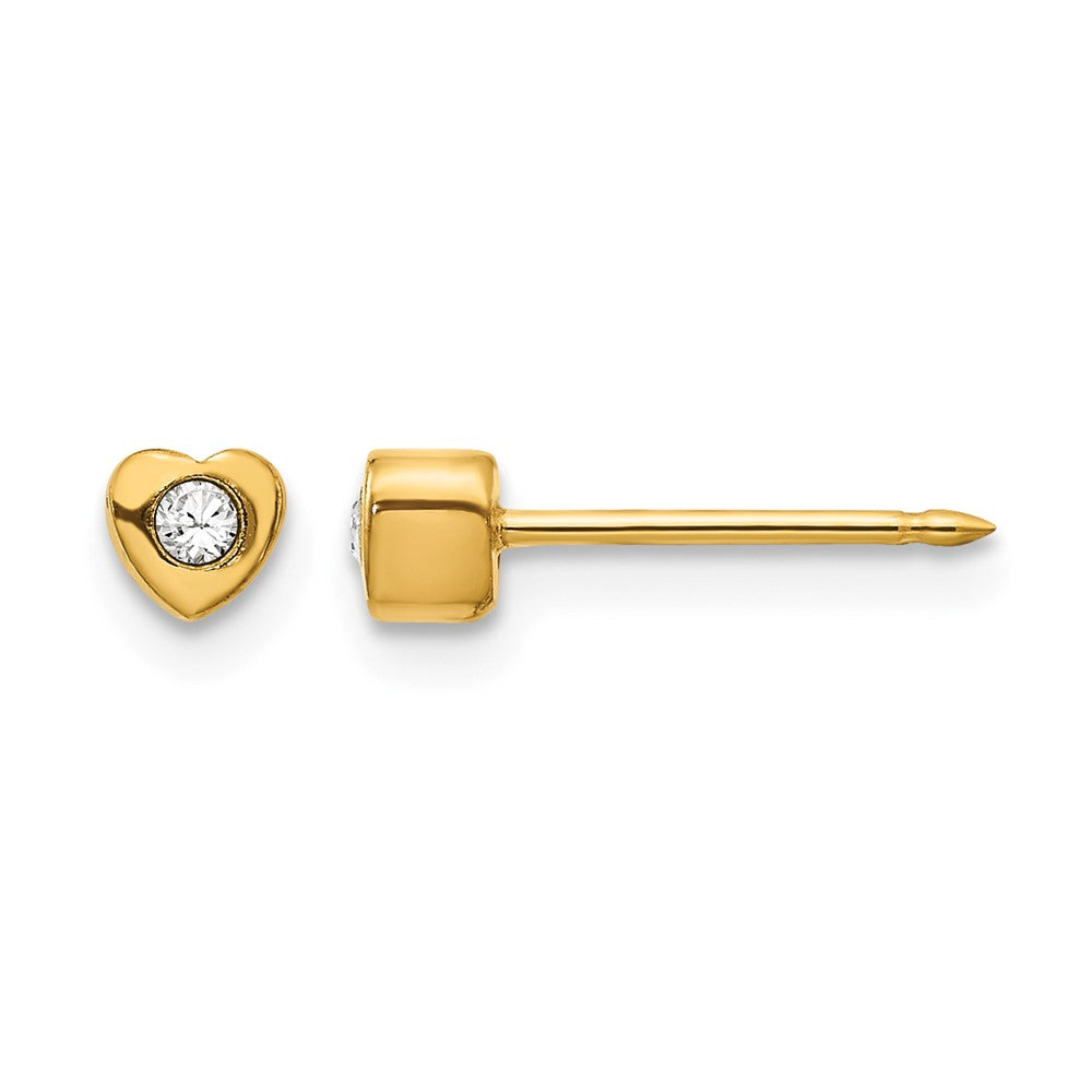 Inverness Stainless Steel 24K Gold-plated Heart with Crystal Earrings