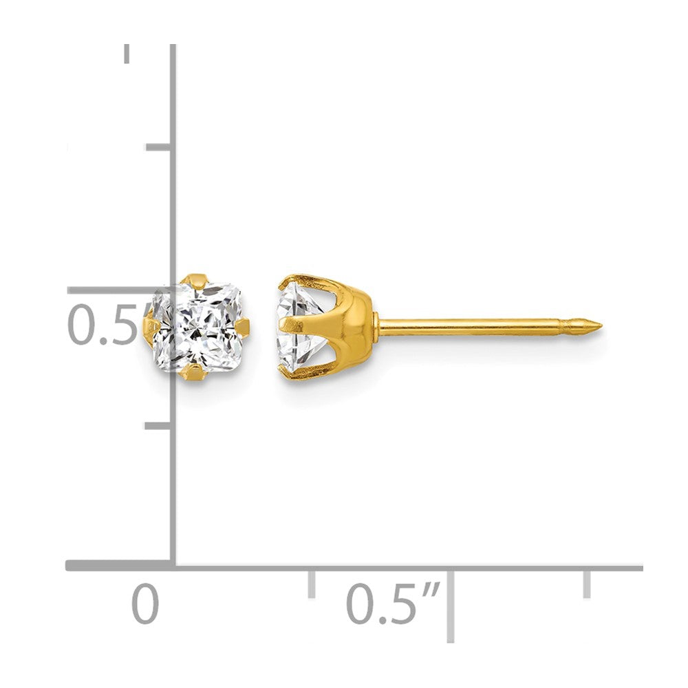 Inverness 14k 5mm Sq. Princess CZ Post Earrings