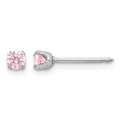 Inverness 14k White 3mm Pink CZ Earrings