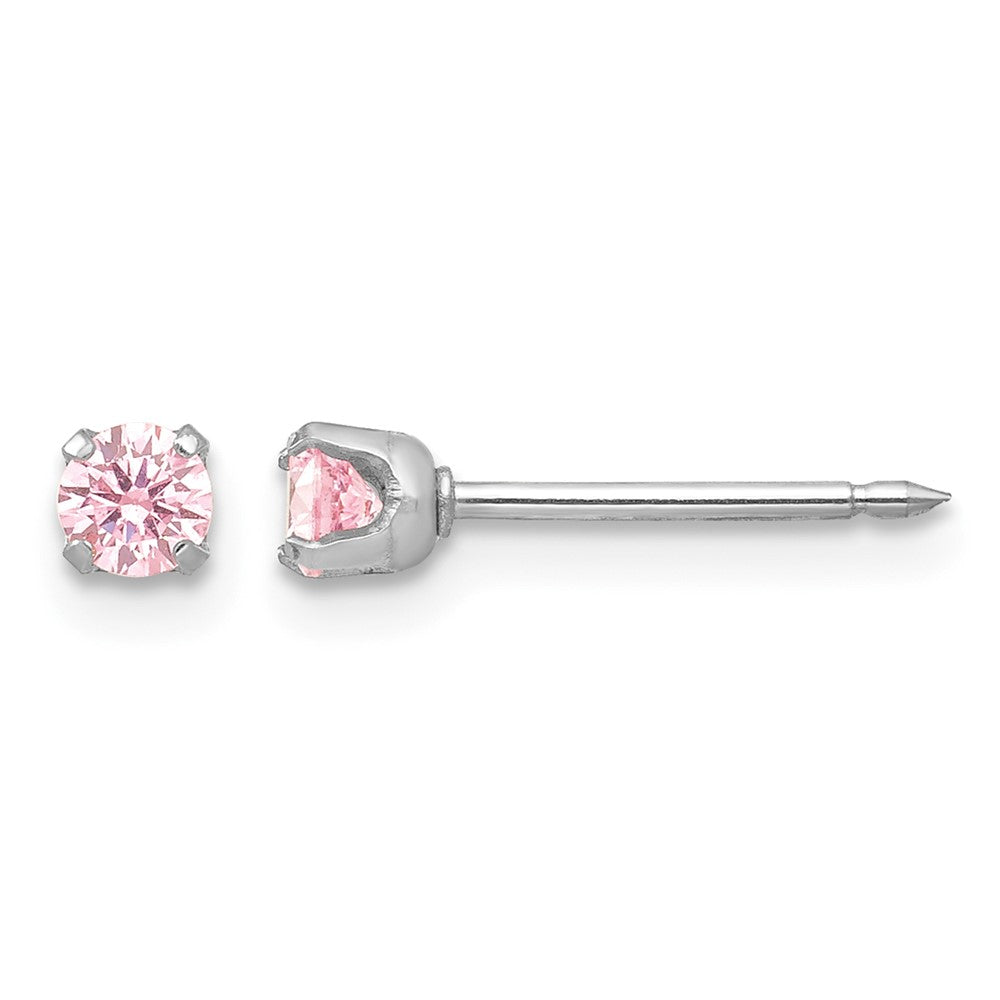 Inverness 14k White 3mm Pink CZ Earrings