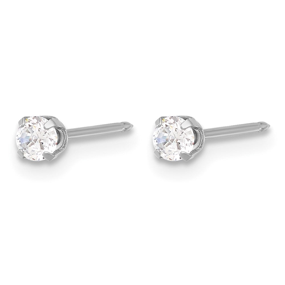 Inverness 14K White Gold 3mm CZ Long Post Earrings