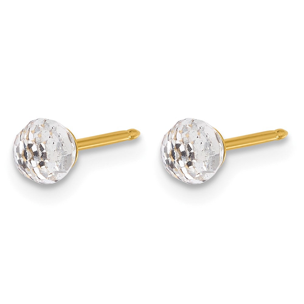 Inverness 14K Polished 4mm Crystal Faceted Ball Post Earrings