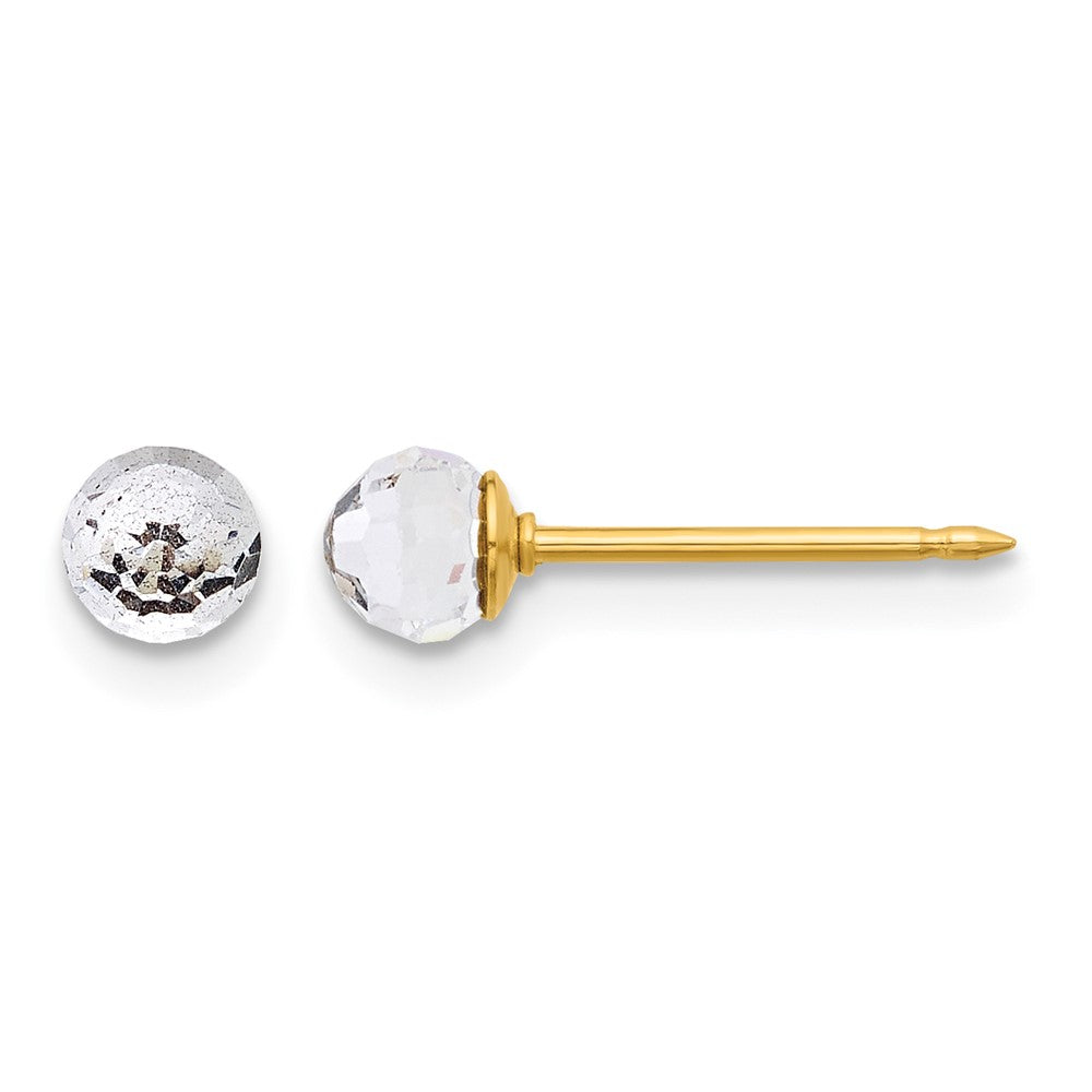 Inverness 14K Polished 4mm Crystal Faceted Ball Post Earrings