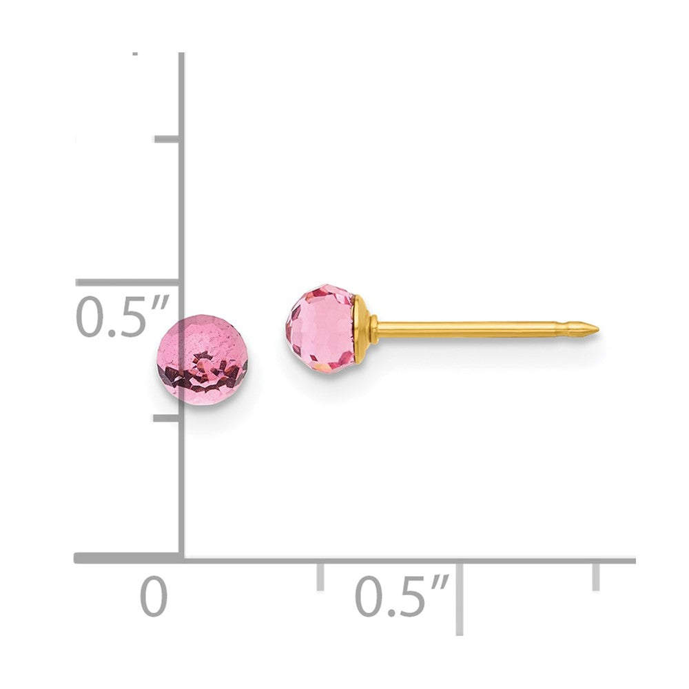 Inverness 14K Polished 4mm Pink Crystal Faceted Ball Earrings