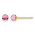 Inverness 14K Polished 4mm Pink Crystal Faceted Ball Earrings