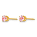 Inverness Stainless Steel 24K Gold-plated 5mm Pink CZ Earrings