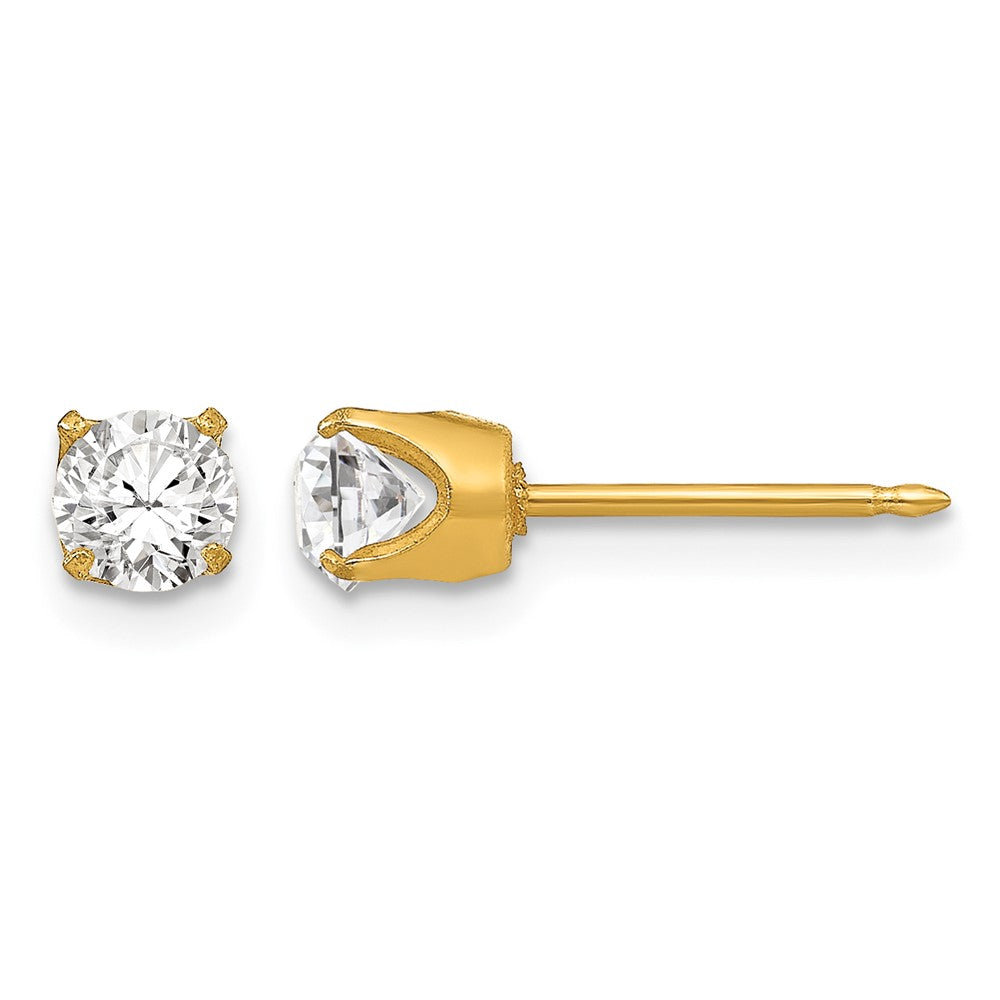 Inverness Stainless Steel 24K Gold-plated 5mm Austrian Crystal Earrings
