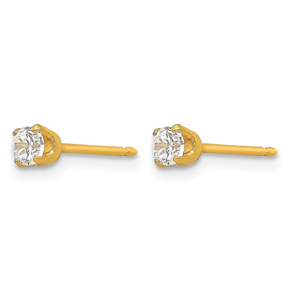 Inverness Stainless Steel 24K Gold-plated 3mm CZ Post Earrings