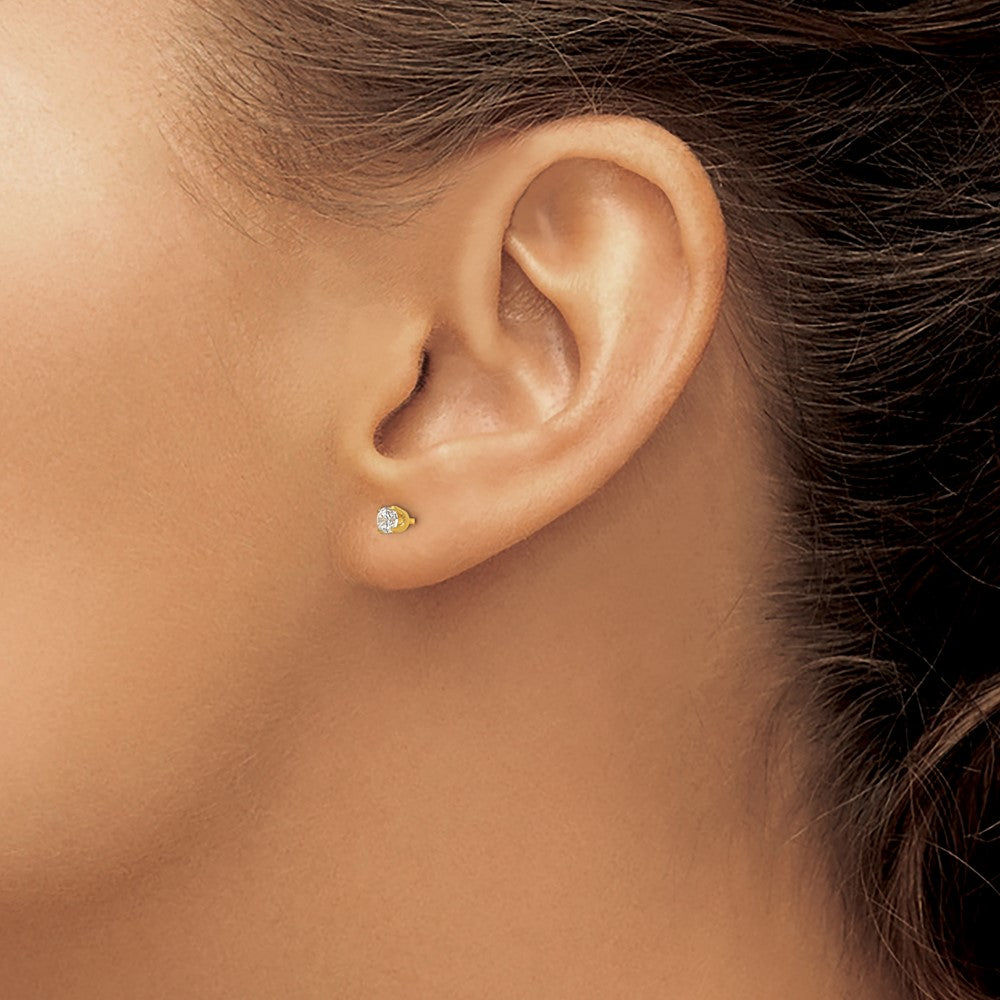 Inverness Stainless Steel 24K Gold-plated 3mm CZ Post Earrings
