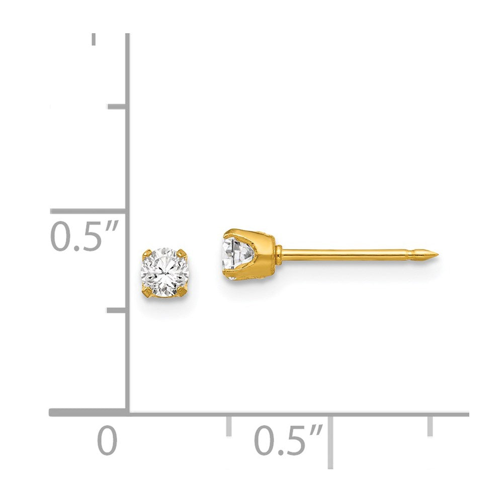 Inverness Stainless Steel 24K Gold-plated 3mm CZ Post Earrings