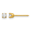 Inverness Stainless Steel 24K Gold-plated 3mm CZ Post Earrings