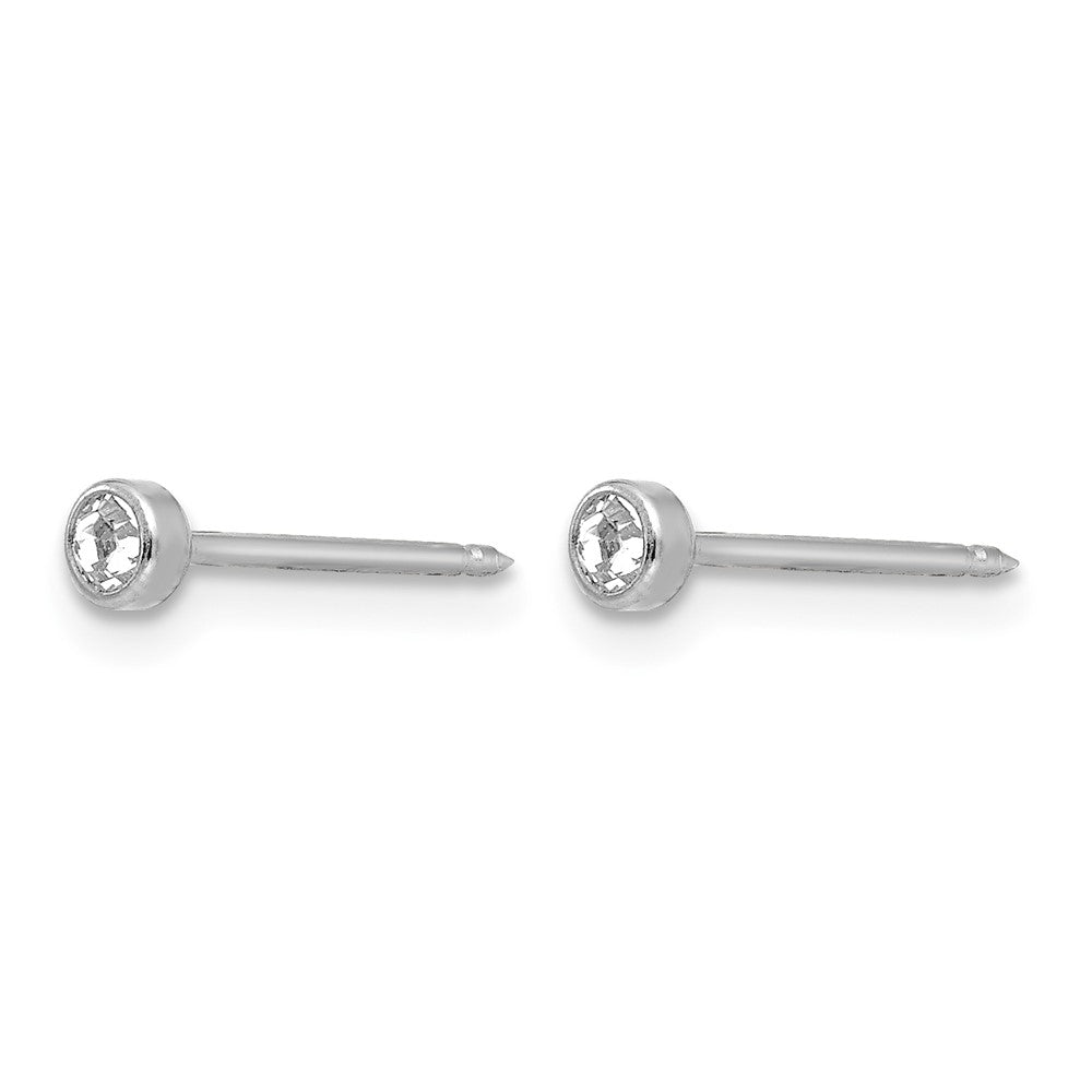 Inverness 14k White 3mm Crystal Bezel Earrings