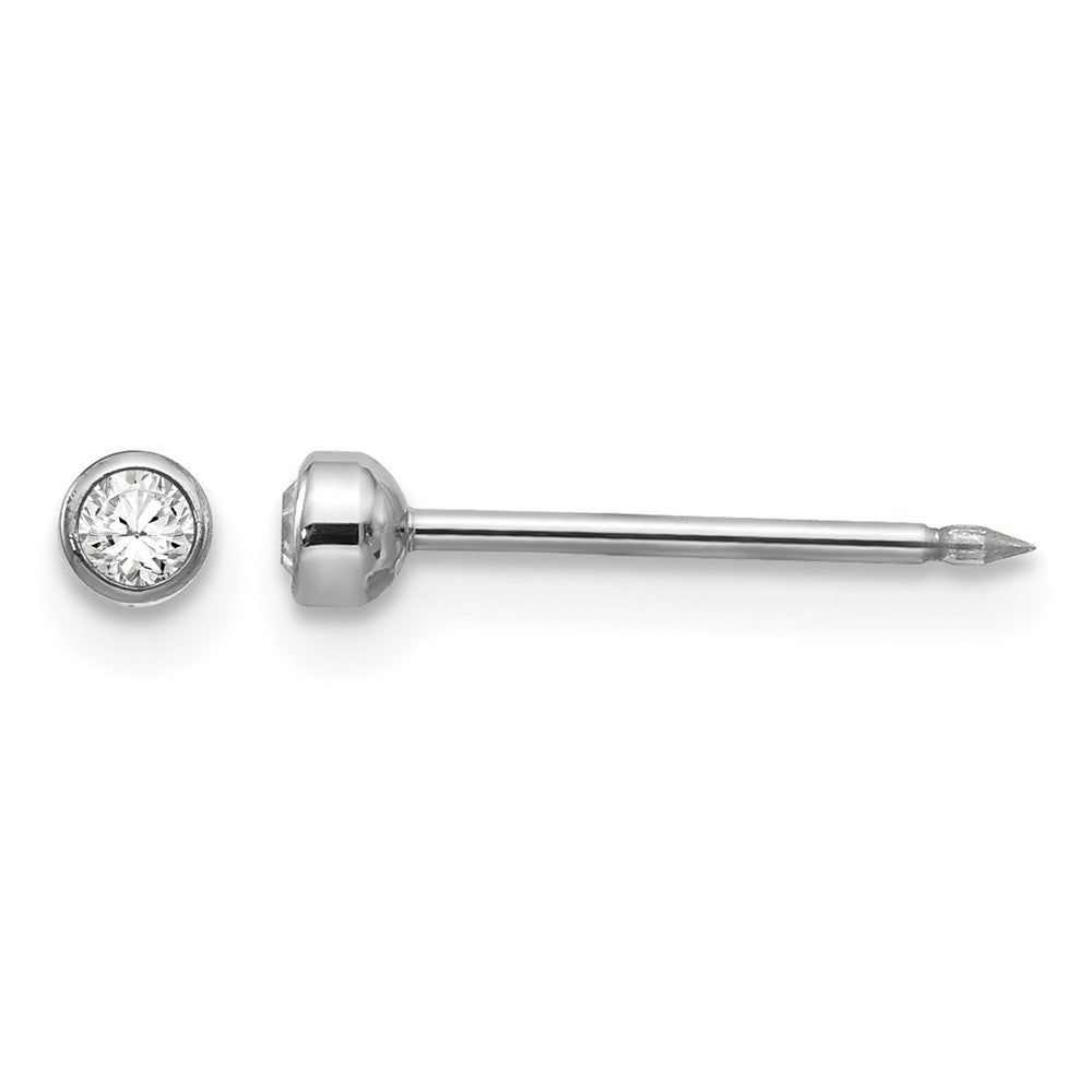 Inverness 14k White 3mm Crystal Bezel Earrings