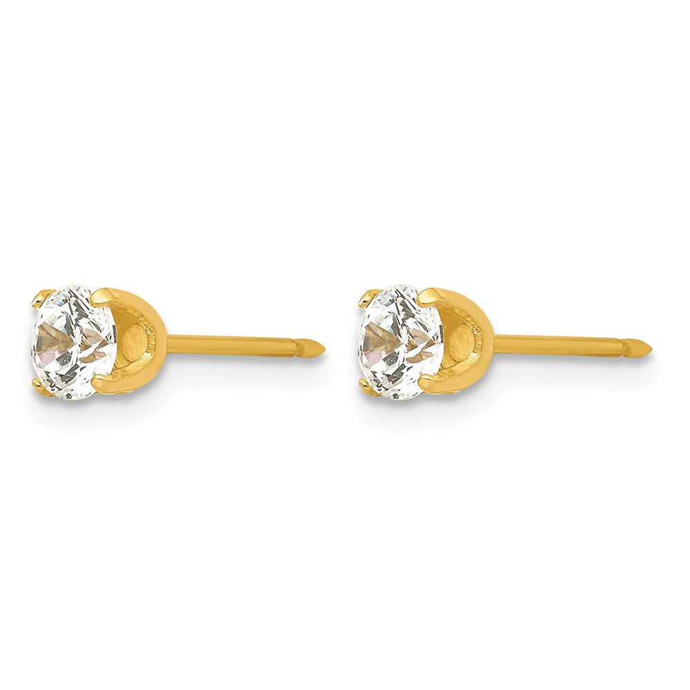 Inverness Stainless Steel 24K Gold-plated 5mm CZ Post Earrings