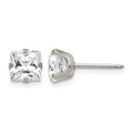 Inverness Stainless Steel 7mm Faceted Square CZ Earrings