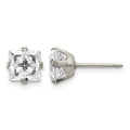 Inverness Stainless Steel 7mm Faceted Square CZ Earrings