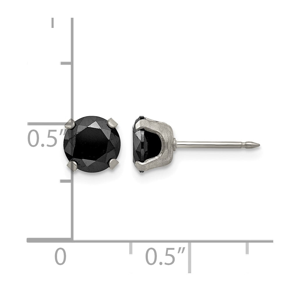 Inverness Stainless Steel 7mm Black CZ Earrings