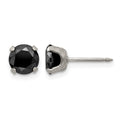 Inverness Stainless Steel 7mm Black CZ Earrings
