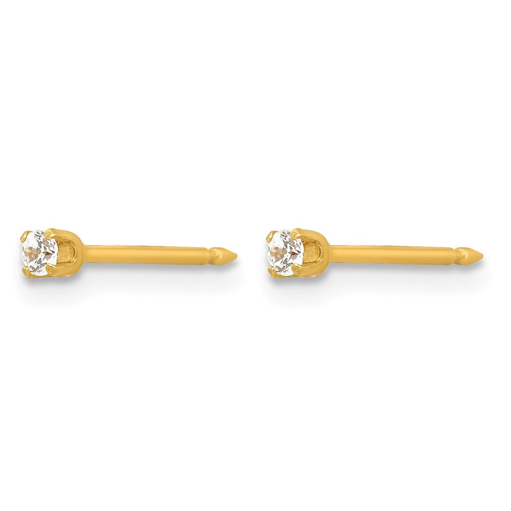 Inverness Stainless Steel 24K Gold-plated 2mm CZ Post Earrings