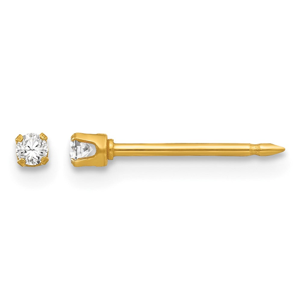 Inverness Stainless Steel 24K Gold-plated 2mm CZ Post Earrings