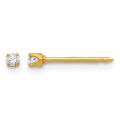 Inverness Stainless Steel 24K Gold-plated 2mm CZ Post Earrings