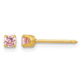 Inverness Stainless Steel 24K Gold-plated 3mm Pink CZ Post Earrings