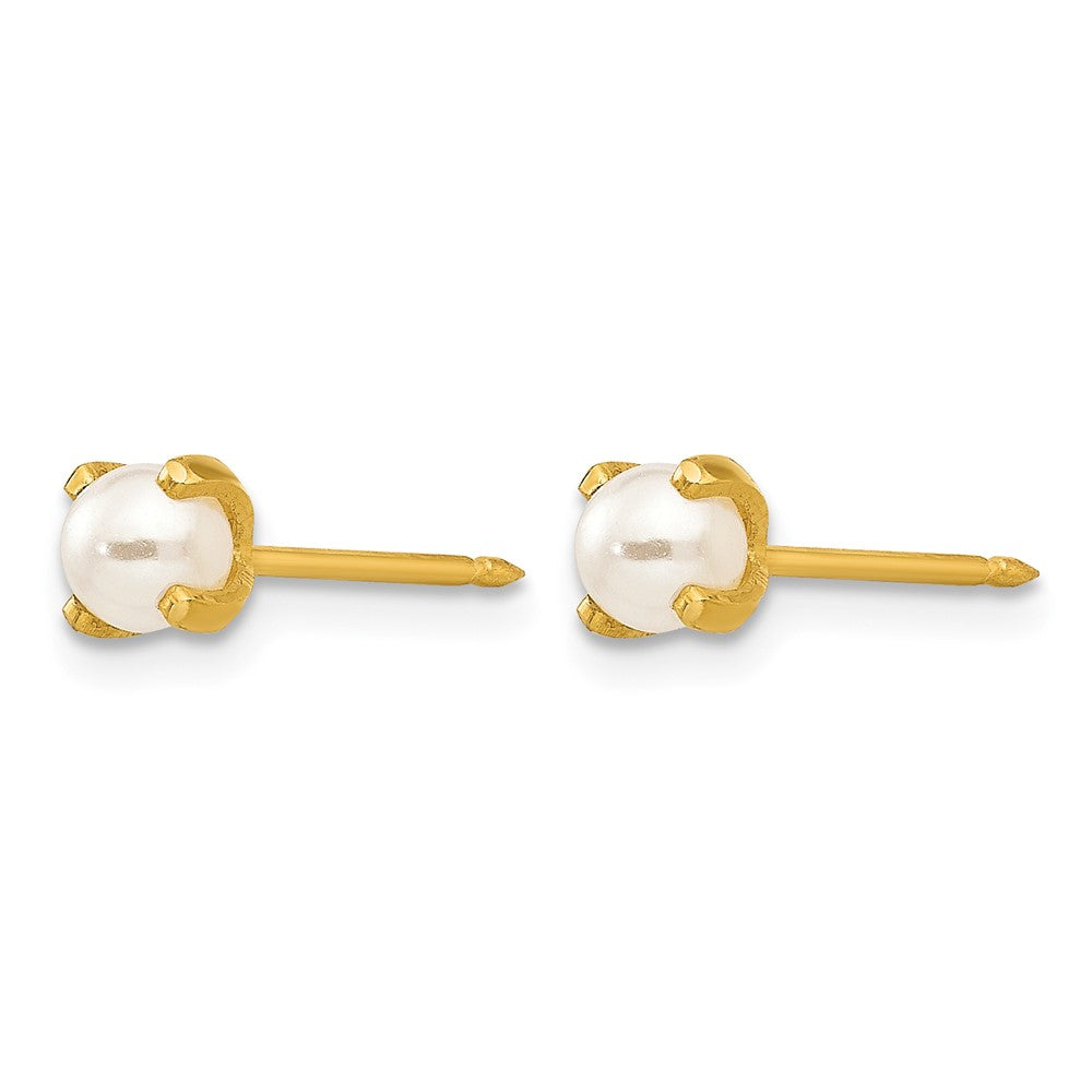 Inverness Stainless Steel 24K Gold-plated 4mm Simulated Pearl Earrings