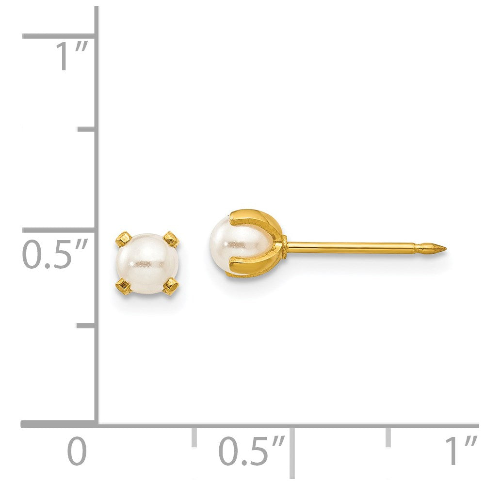 Inverness Stainless Steel 24K Gold-plated 4mm Simulated Pearl Earrings