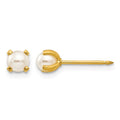 Inverness Stainless Steel 24K Gold-plated 4mm Simulated Pearl Earrings