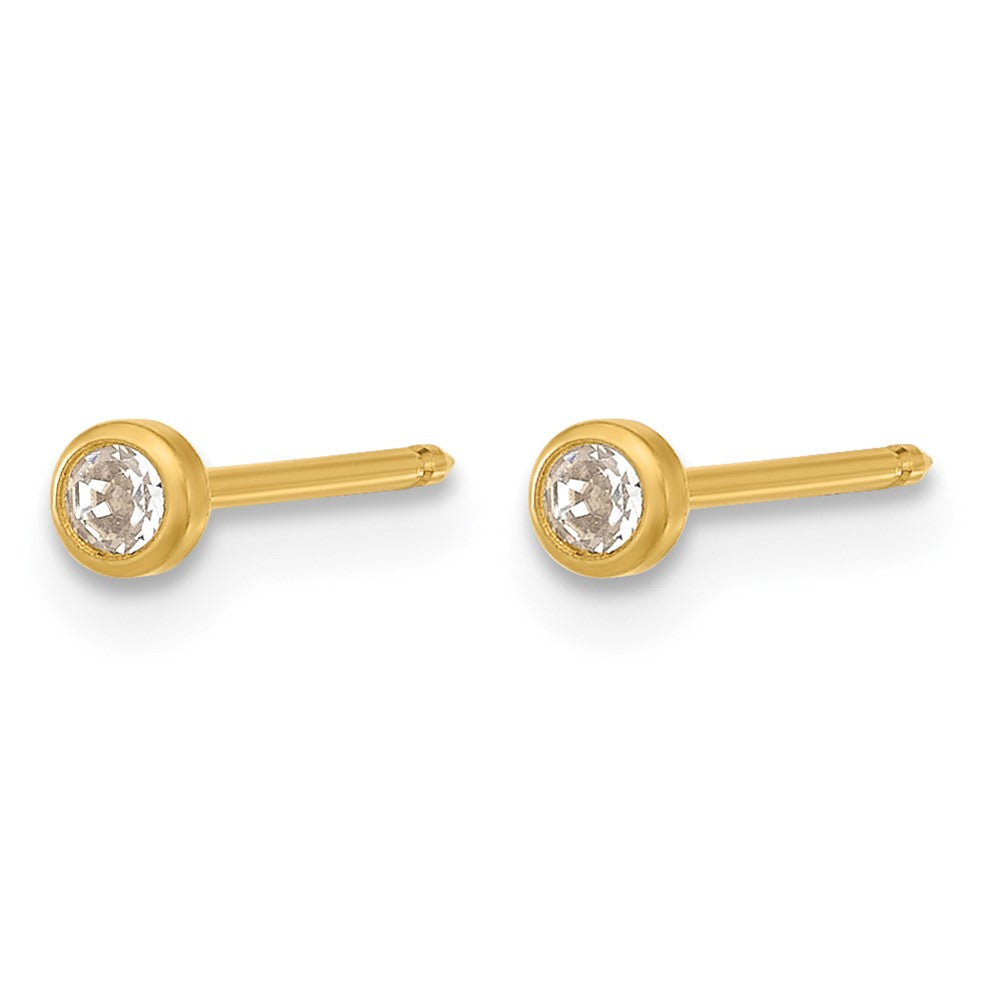 Inverness Stainless Steel 24K GP Crystal Bezel Post Earrings