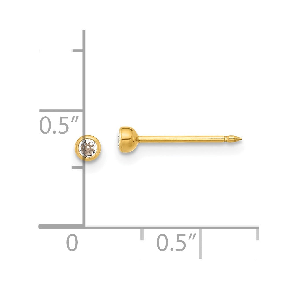 Inverness Stainless Steel 24K GP Crystal Bezel Post Earrings