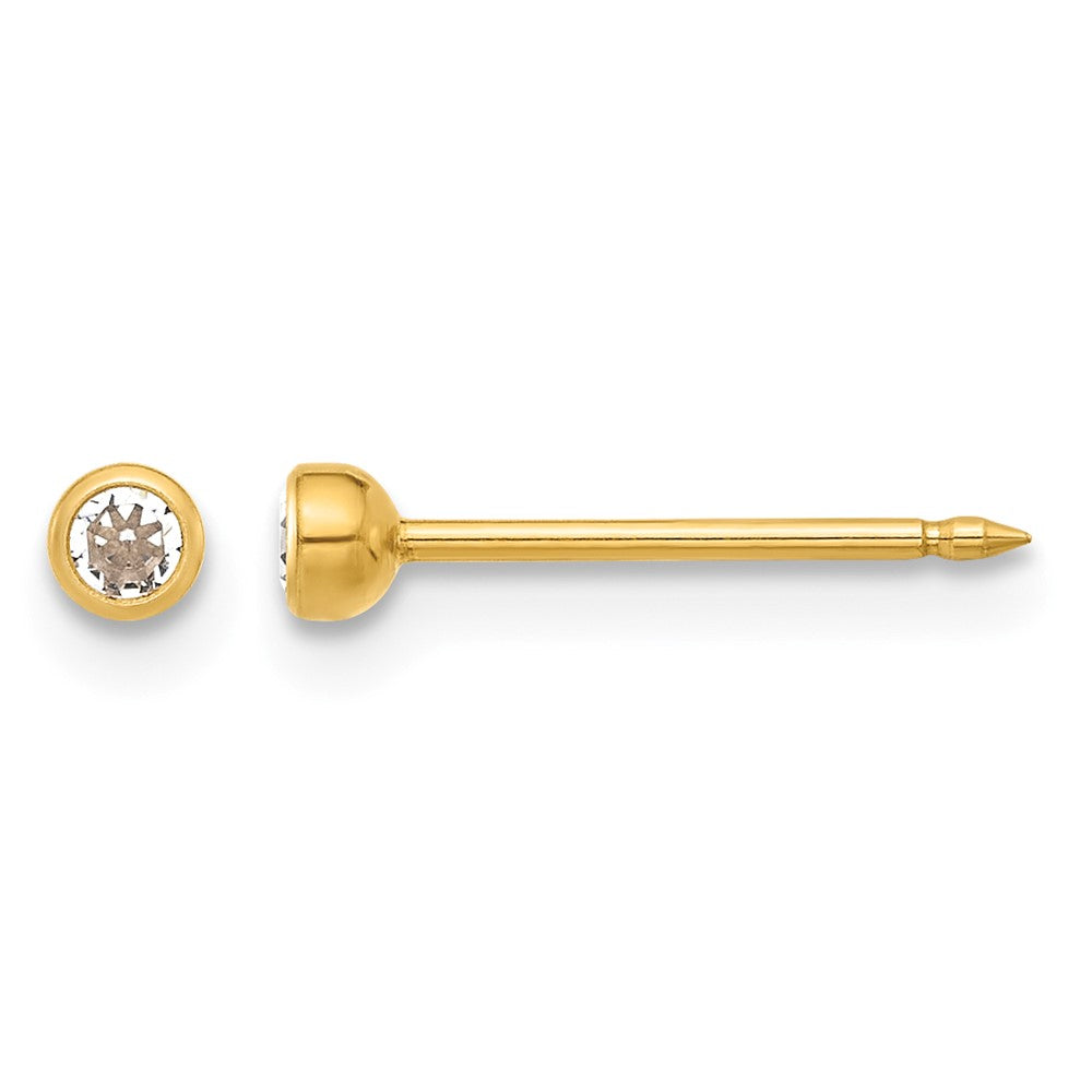 Inverness Stainless Steel 24K GP Crystal Bezel Post Earrings