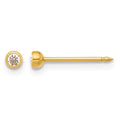 Inverness Stainless Steel 24K GP Crystal Bezel Post Earrings