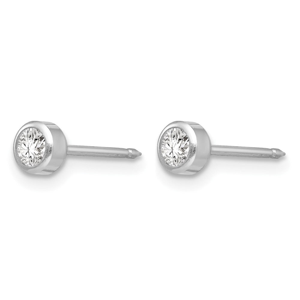 Inverness 14k White Gold 4mm April Crystal Bezel Earrings