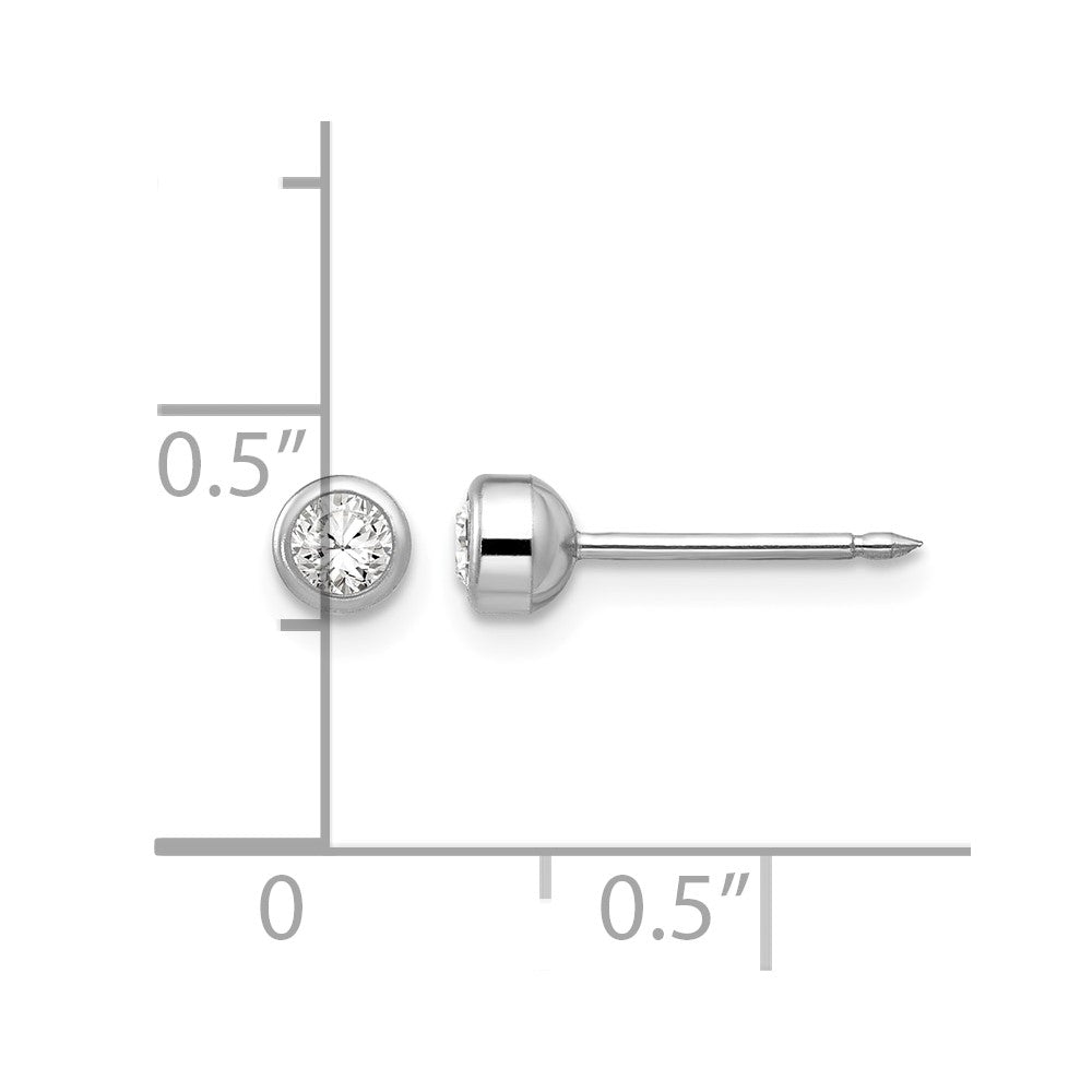Inverness 14k White Gold 4mm April Crystal Bezel Earrings