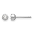 Inverness 14k White Gold 4mm April Crystal Bezel Earrings