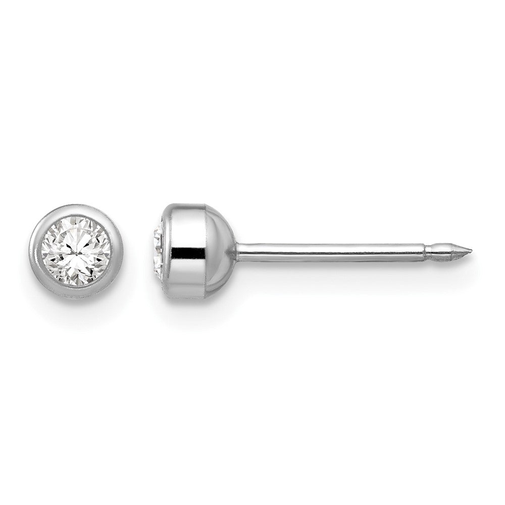 Inverness 14k White Gold 4mm April Crystal Bezel Earrings