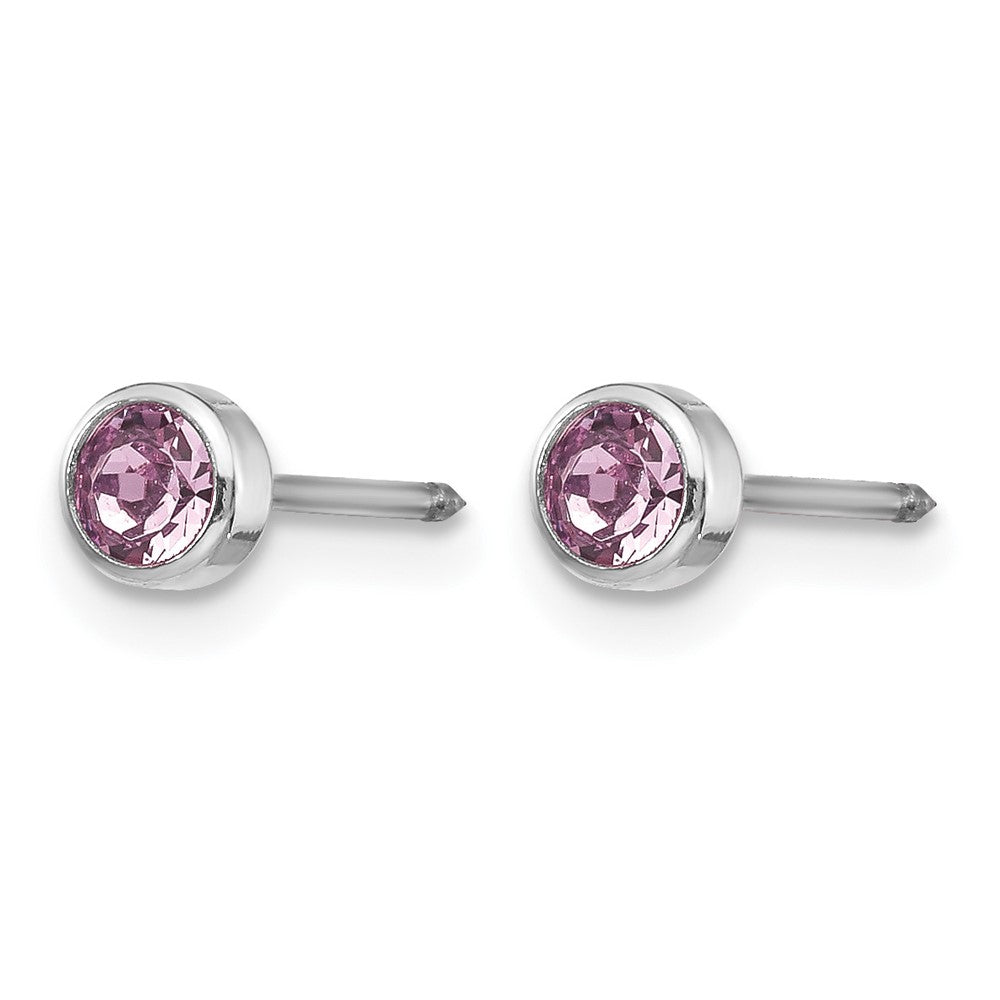 Inverness 14k White Gold 4mm June Crystal Bezel Earrings