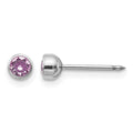 Inverness 14k White Gold 4mm June Crystal Bezel Earrings