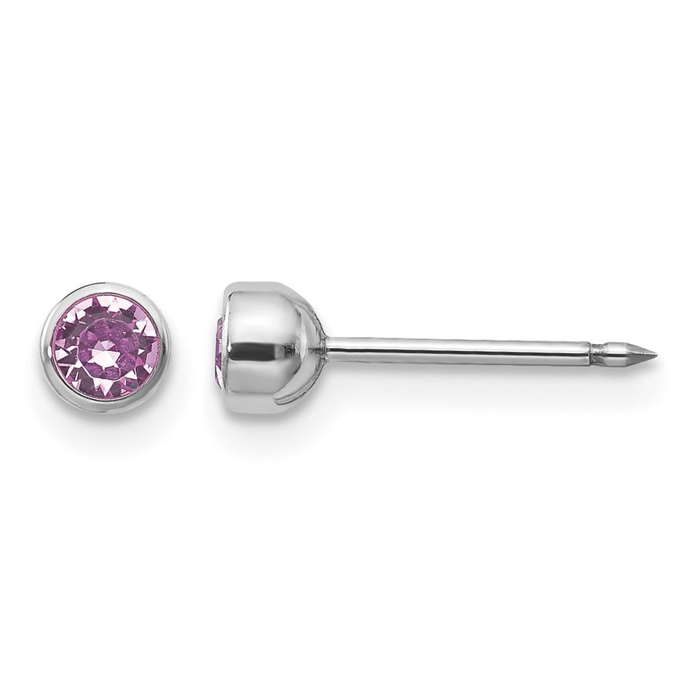 Inverness 14k White Gold 4mm June Crystal Bezel Earrings