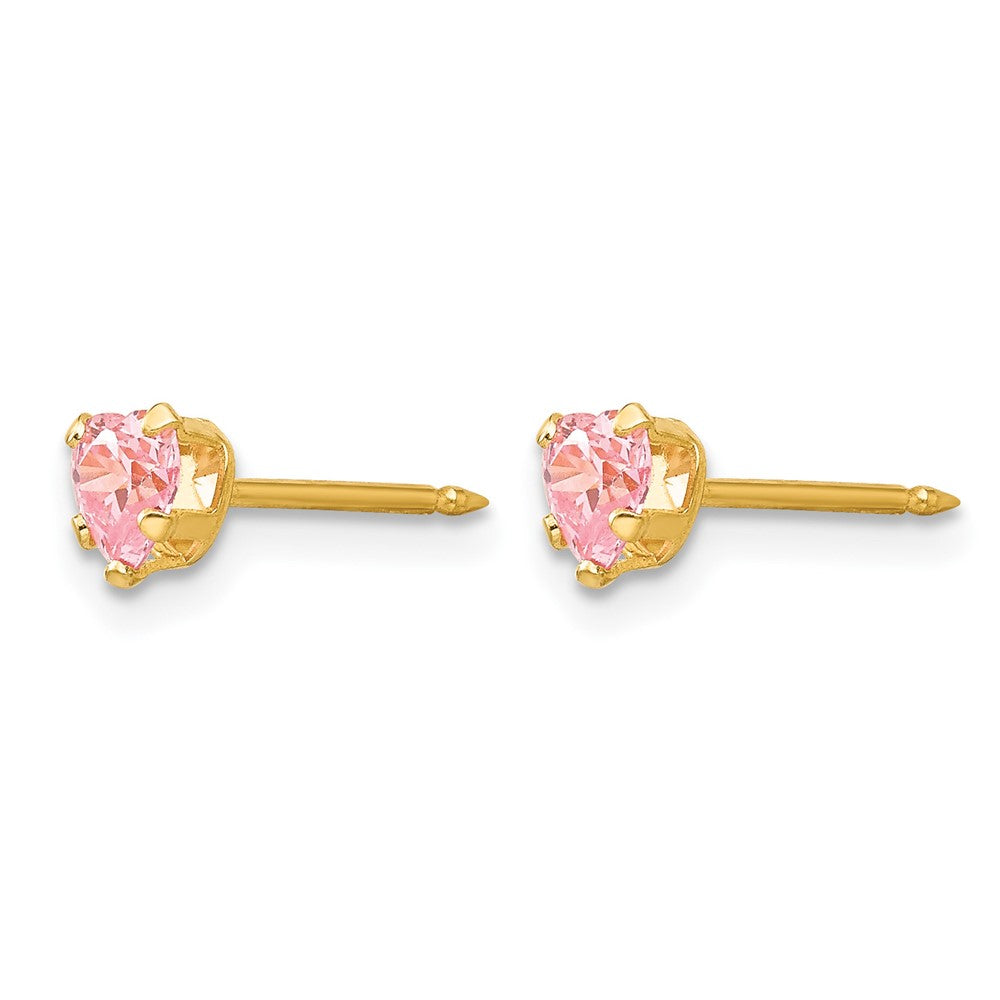 Inverness 14k 4mm Pink Heart CZ Earrings