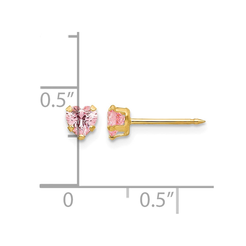 Inverness 14k 4mm Pink Heart CZ Earrings
