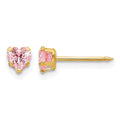 Inverness 14k 4mm Pink Heart CZ Earrings